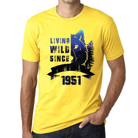 1951, Living Wild 2 Since 1951 Men's T-shirt Yellow Birthday Gift 00516