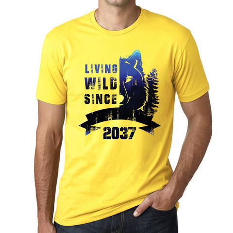 2037, Living Wild 2 Since 2037 Men's T-shirt Yellow Birthday Gift 00516
