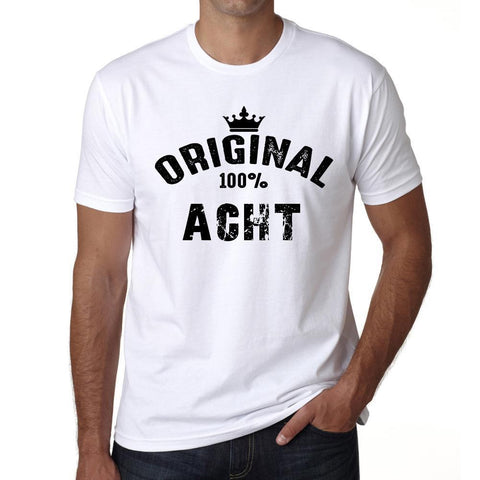 acht, 100% German city white, Men's Short Sleeve Rounded Neck T-shirt