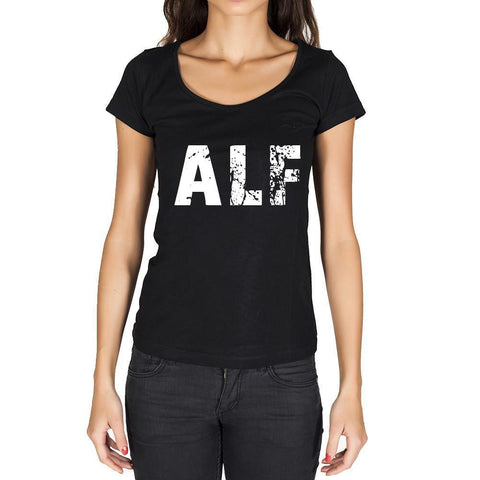 alf, German Cities Black, Women's Short Sleeve Rounded Neck T-shirt