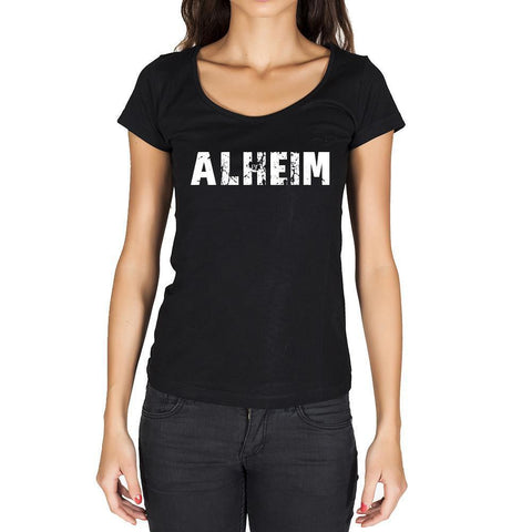 alheim, German Cities Black, Women's Short Sleeve Rounded Neck T-shirt