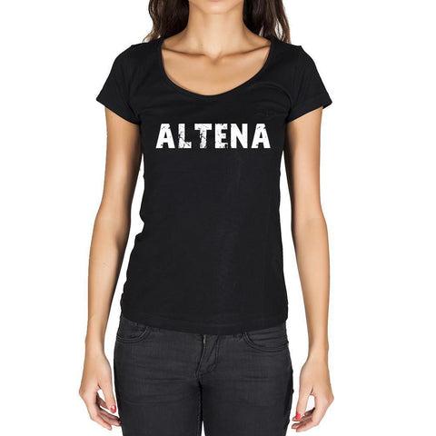 altena, German Cities Black, Women's Short Sleeve Rounded Neck T-shirt