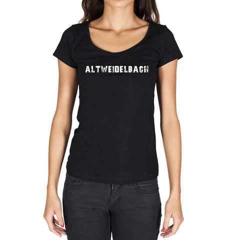 altweidelbach, German Cities Black, Women's Short Sleeve Rounded Neck T-shirt