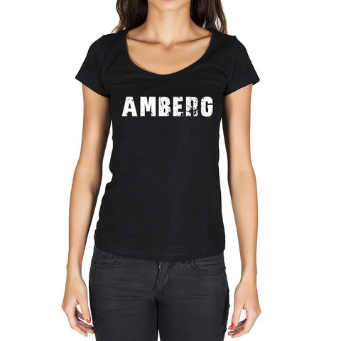 amberg, German Cities Black, Women's Short Sleeve Rounded Neck T-shirt