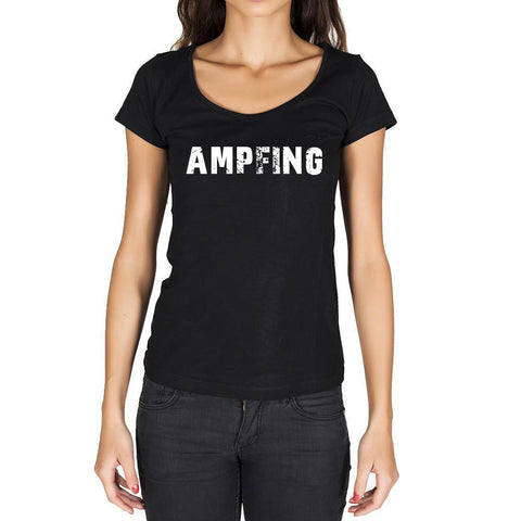 ampfing, German Cities Black, Women's Short Sleeve Rounded Neck T-shirt