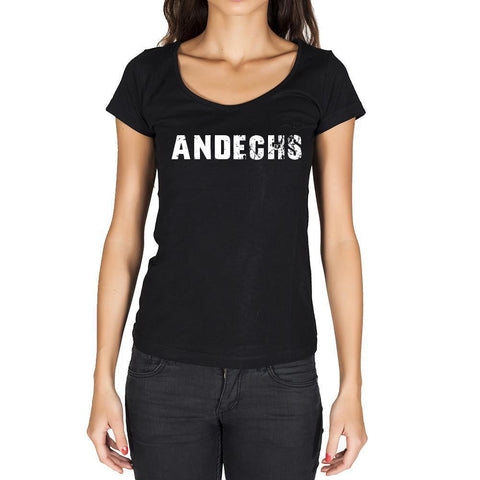 andechs, German Cities Black, Women's Short Sleeve Rounded Neck T-shirt