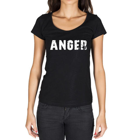 anger, German Cities Black, Women's Short Sleeve Rounded Neck T-shirt