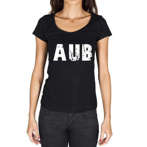 aub, German Cities Black, Women's Short Sleeve Rounded Neck T-shirt