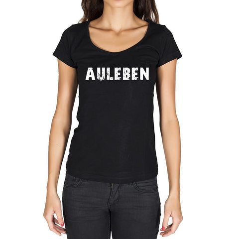 auleben, German Cities Black, Women's Short Sleeve Rounded Neck T-shirt