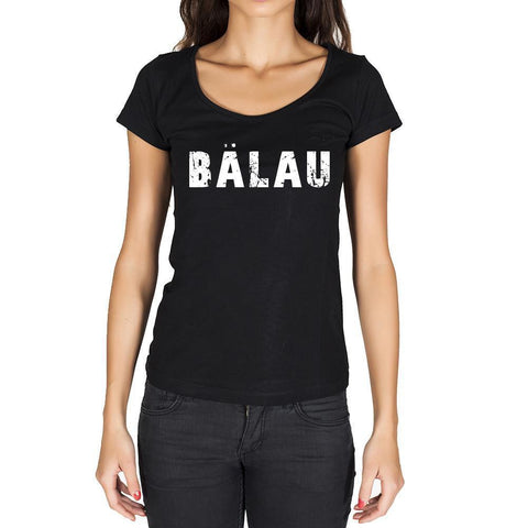 bälau, German Cities Black, Women's Short Sleeve Rounded Neck T-shirt