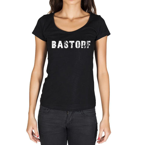 bastorf, German Cities Black, Women's Short Sleeve Rounded Neck T-shirt