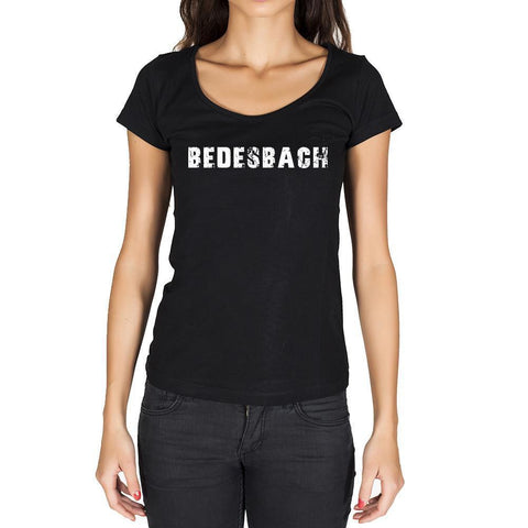 bedesbach, German Cities Black, Women's Short Sleeve Rounded Neck T-shirt