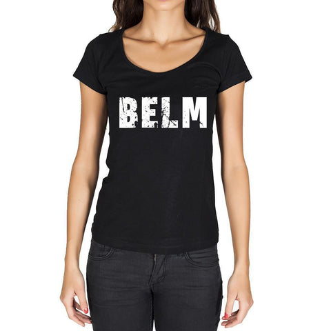 belm, German Cities Black, Women's Short Sleeve Rounded Neck T-shirt