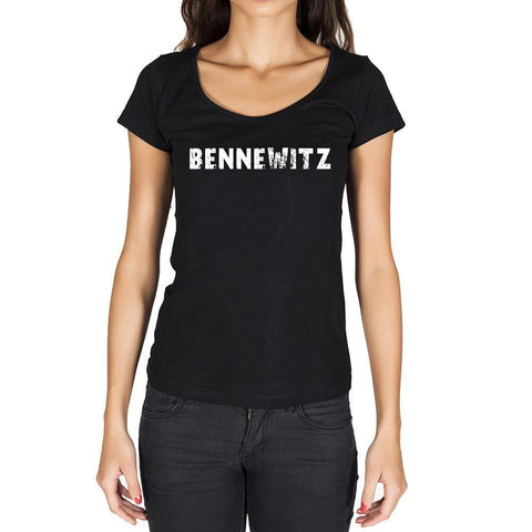 bennewitz, German Cities Black, Women's Short Sleeve Rounded Neck T-shirt