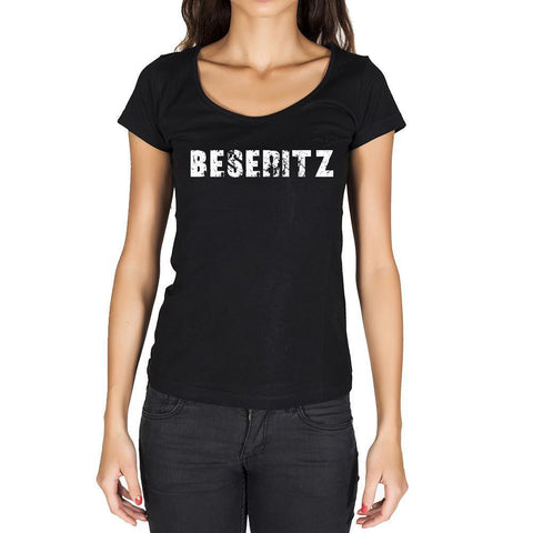 beseritz, German Cities Black, Women's Short Sleeve Rounded Neck T-shirt