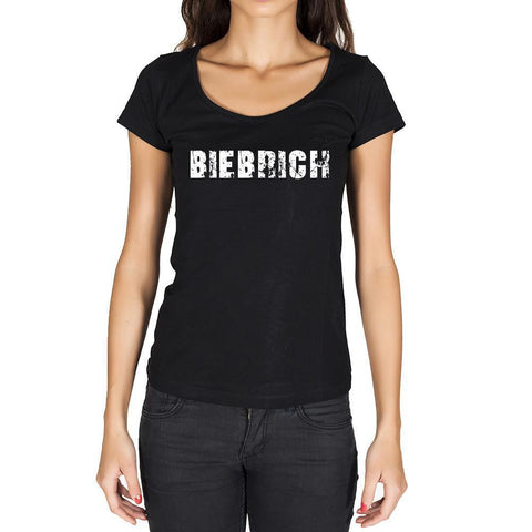 biebrich, German Cities Black, Women's Short Sleeve Rounded Neck T-shirt