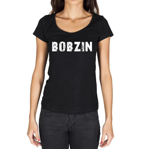 bobzin, German Cities Black, Women's Short Sleeve Rounded Neck T-shirt