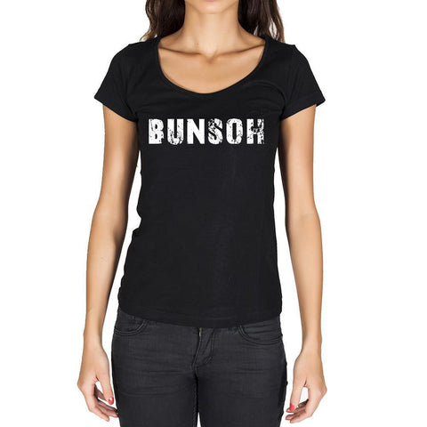 bunsoh, German Cities Black, Women's Short Sleeve Rounded Neck T-shirt