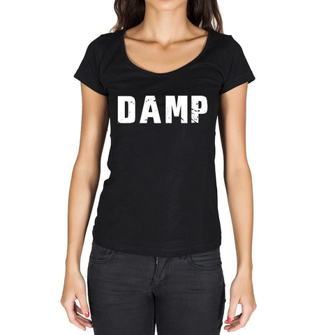 damp, German Cities Black, Women's Short Sleeve Rounded Neck T-shirt