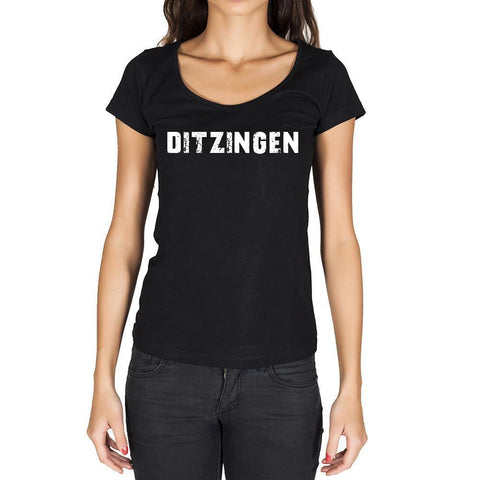 ditzingen, German Cities Black, Women's Short Sleeve Rounded Neck T-shirt