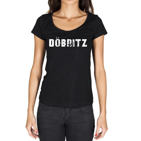 döbritz, German Cities Black, Women's Short Sleeve Rounded Neck T-shirt