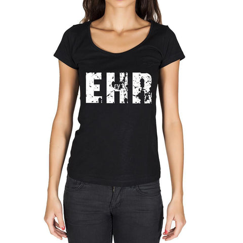 ehr, German Cities Black, Women's Short Sleeve Rounded Neck T-shirt