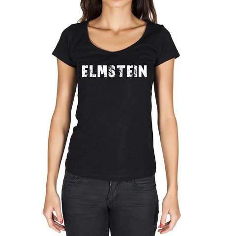 elmstein, German Cities Black, Women's Short Sleeve Rounded Neck T-shirt