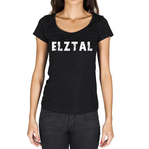 elztal, German Cities Black, Women's Short Sleeve Rounded Neck T-shirt