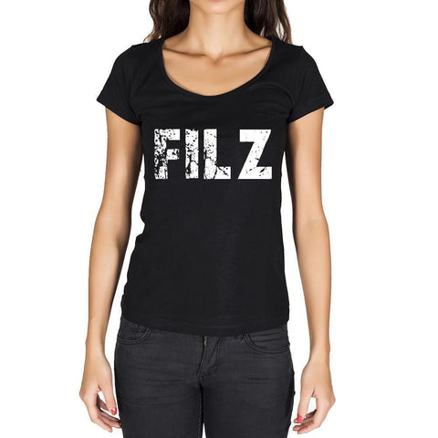 filz, German Cities Black, Women's Short Sleeve Rounded Neck T-shirt