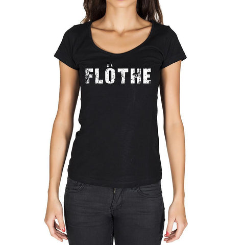 flöthe, German Cities Black, Women's Short Sleeve Rounded Neck T-shirt