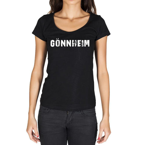 gönnheim, German Cities Black, Women's Short Sleeve Rounded Neck T-shirt