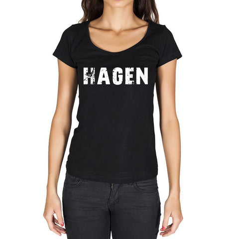 hagen, German Cities Black, Women's Short Sleeve Rounded Neck T-shirt