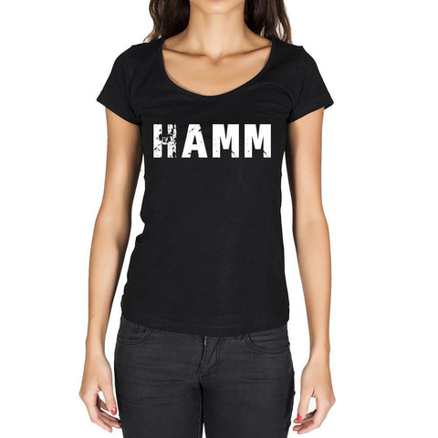 hamm, German Cities Black, Women's Short Sleeve Rounded Neck T-shirt