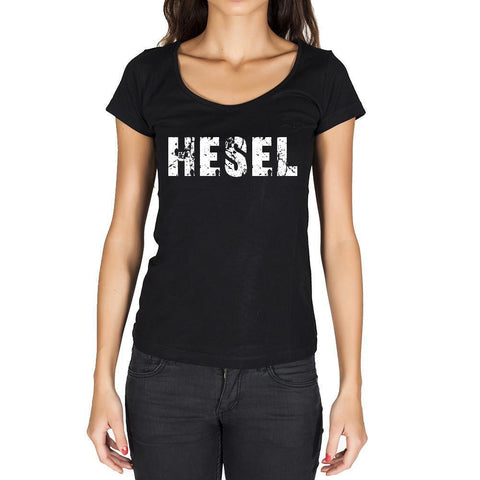 hesel, German Cities Black, Women's Short Sleeve Rounded Neck T-shirt