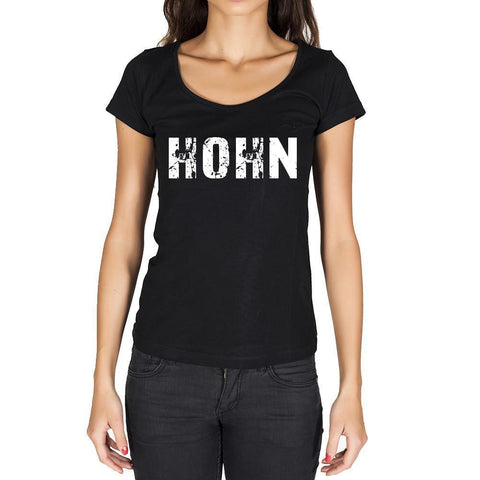 hohn, German Cities Black, Women's Short Sleeve Rounded Neck T-shirt