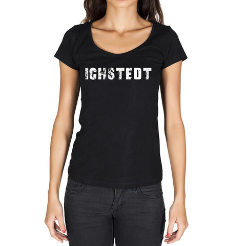 ichstedt, German Cities Black, Women's Short Sleeve Rounded Neck T-shirt