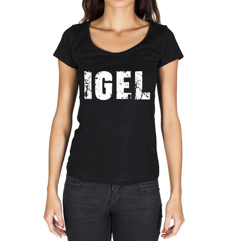 igel, German Cities Black, Women's Short Sleeve Rounded Neck T-shirt