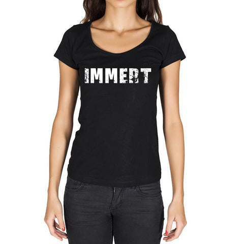 immert, German Cities Black, Women's Short Sleeve Rounded Neck T-shirt