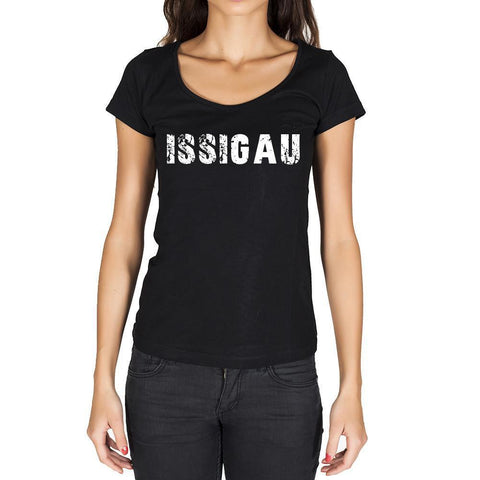 issigau, German Cities Black, Women's Short Sleeve Rounded Neck T-shirt