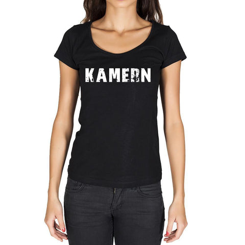 kamern, German Cities Black, Women's Short Sleeve Rounded Neck T-shirt