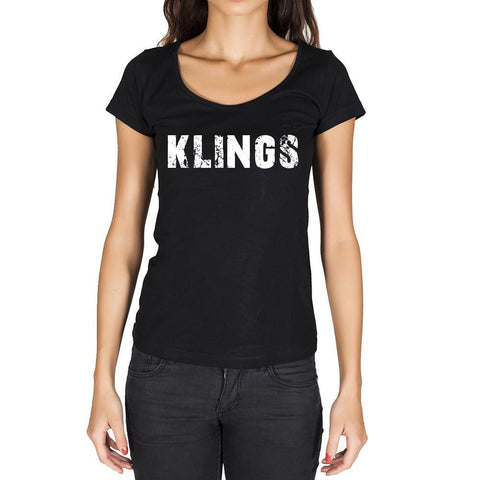 klings, German Cities Black, Women's Short Sleeve Rounded Neck T-shirt
