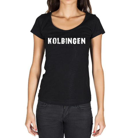 kolbingen, German Cities Black, Women's Short Sleeve Rounded Neck T-shirt