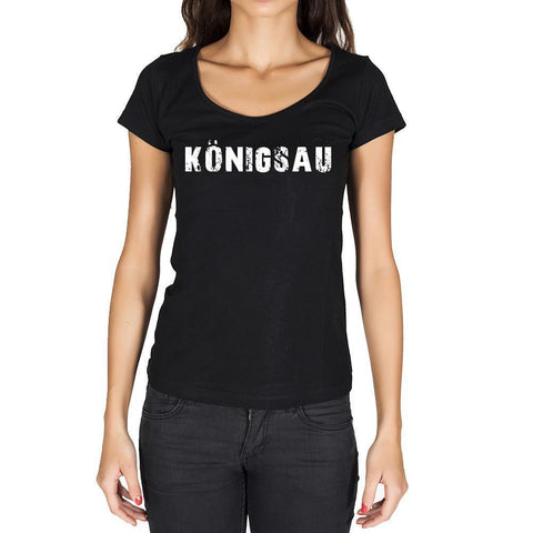 königsau, German Cities Black, Women's Short Sleeve Rounded Neck T-shirt