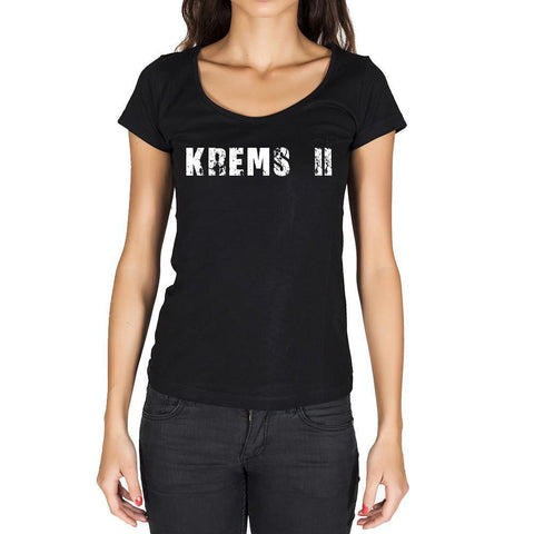 krems ii, German Cities Black, Women's Short Sleeve Rounded Neck T-shirt