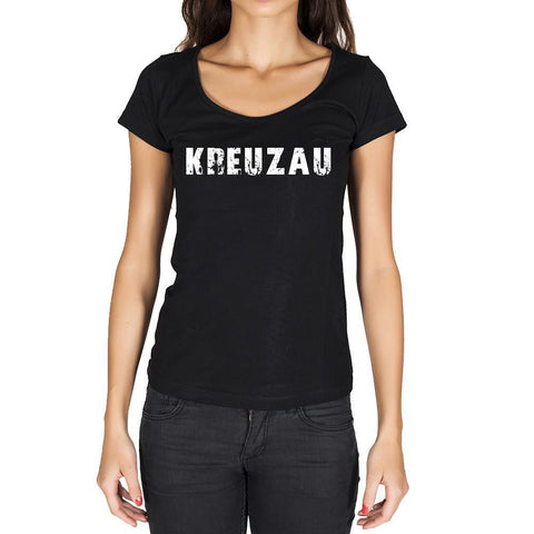 kreuzau, German Cities Black, Women's Short Sleeve Rounded Neck T-shirt