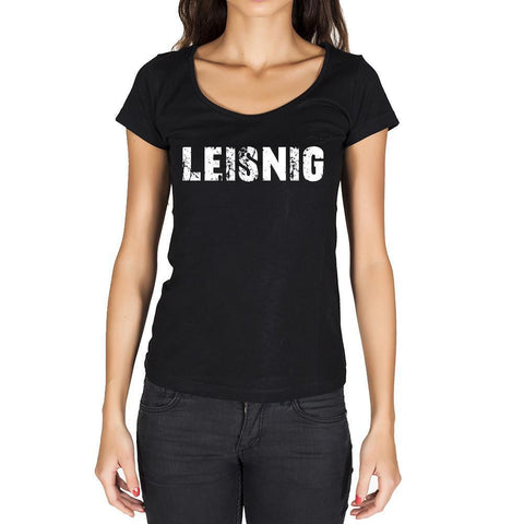 leisnig, German Cities Black, Women's Short Sleeve Rounded Neck T-shirt