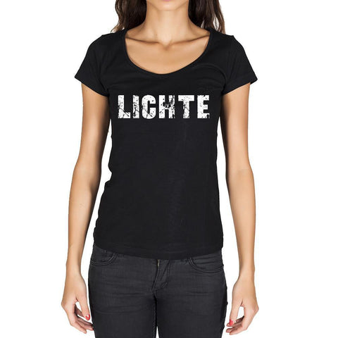 lichte, German Cities Black, Women's Short Sleeve Rounded Neck T-shirt