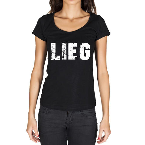 lieg, German Cities Black, Women's Short Sleeve Rounded Neck T-shirt