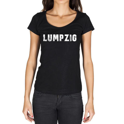 lumpzig, German Cities Black, Women's Short Sleeve Rounded Neck T-shirt