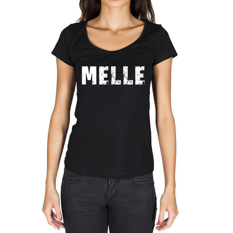 melle, German Cities Black, Women's Short Sleeve Rounded Neck T-shirt